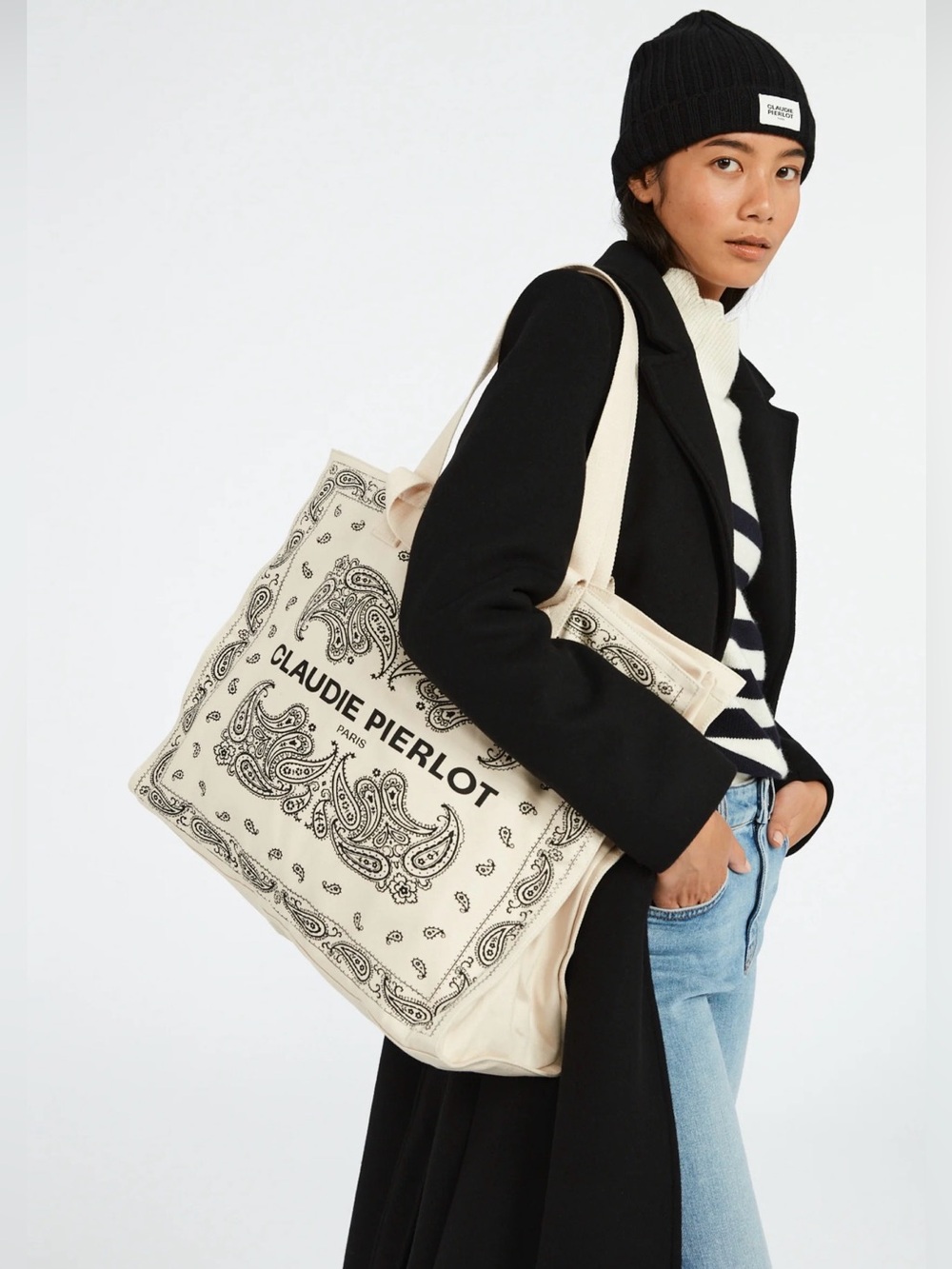 #R29 Claudie Pierlot Cream Paisley ($290.00 USD) Canvas Shopping Tote